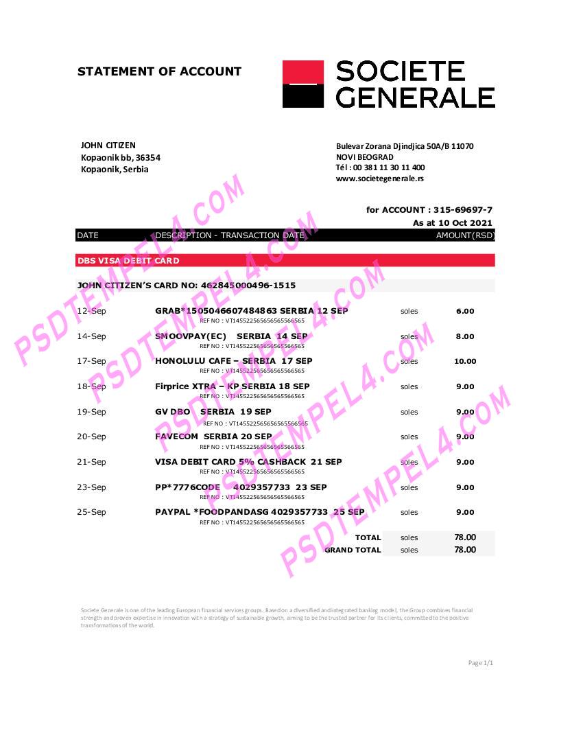Serbia societe generale V2 utility bill