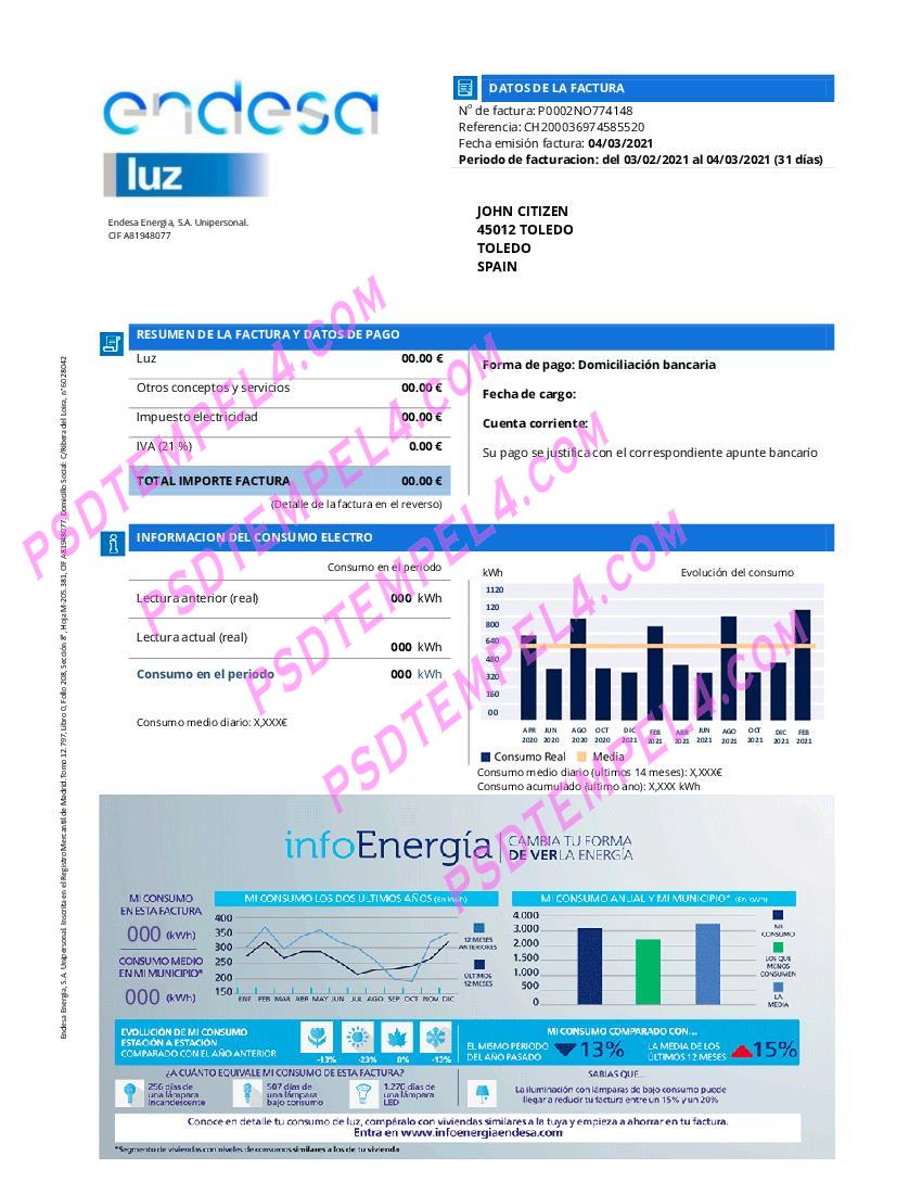 Spain Endesa luz utility bill