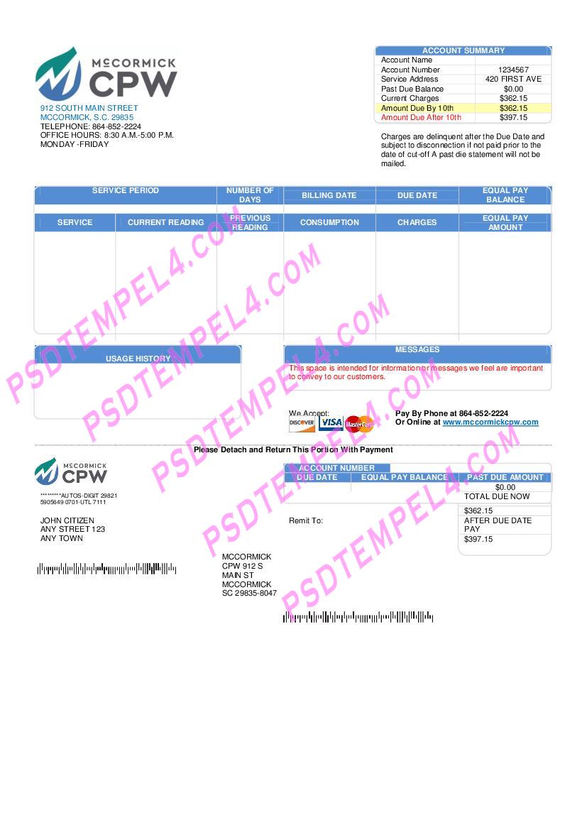 USA CPW utility bill