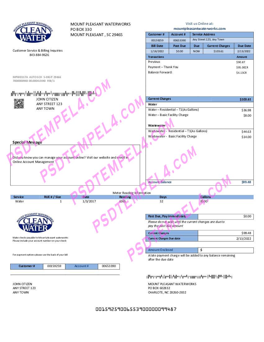 USA Clean Water utility bill