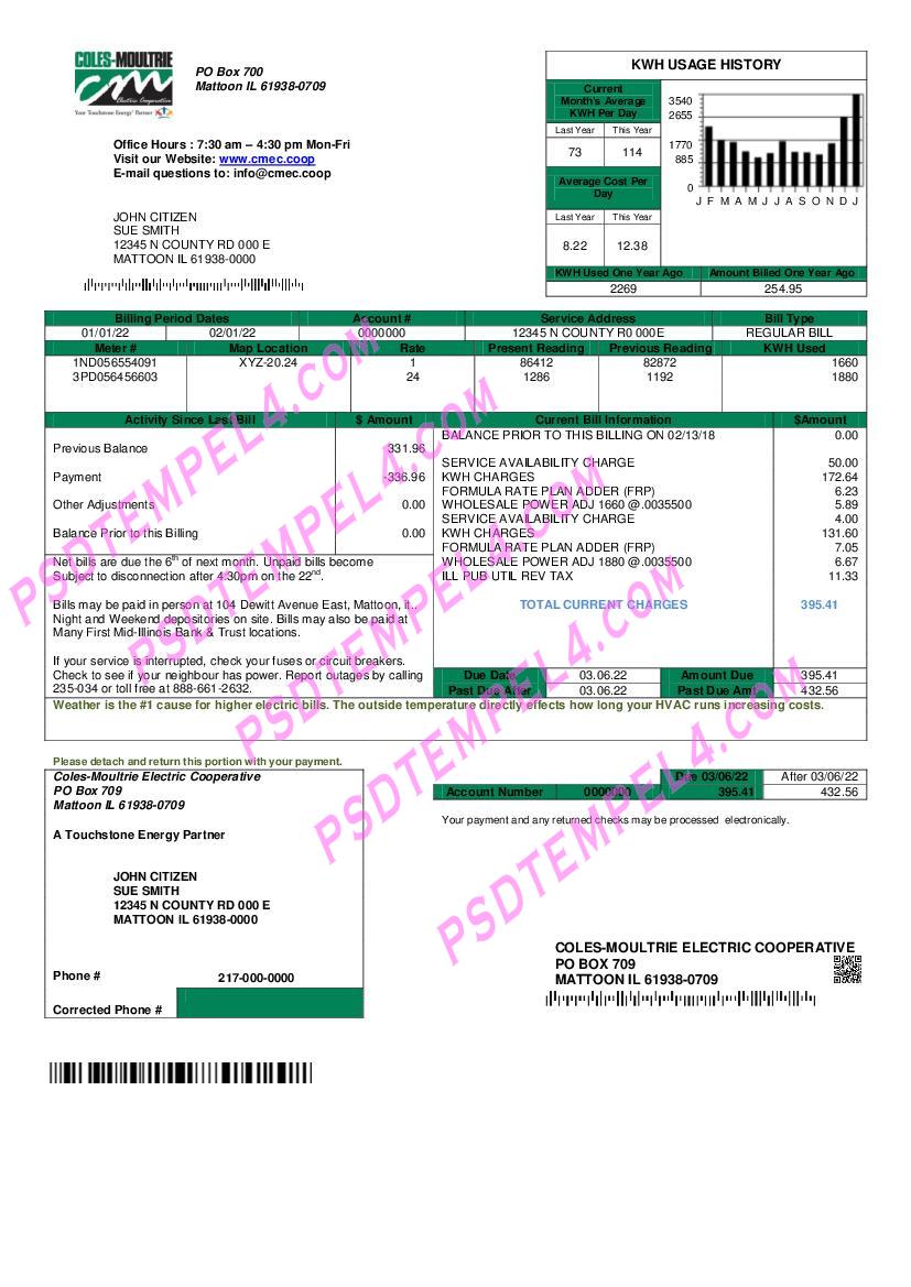 USA Coles – Moultrie utility bill