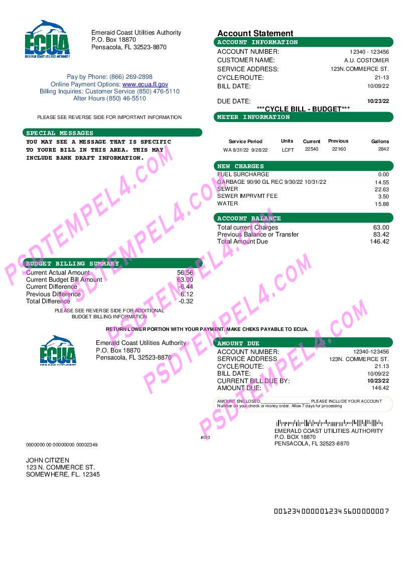 USA ECUA utility bill