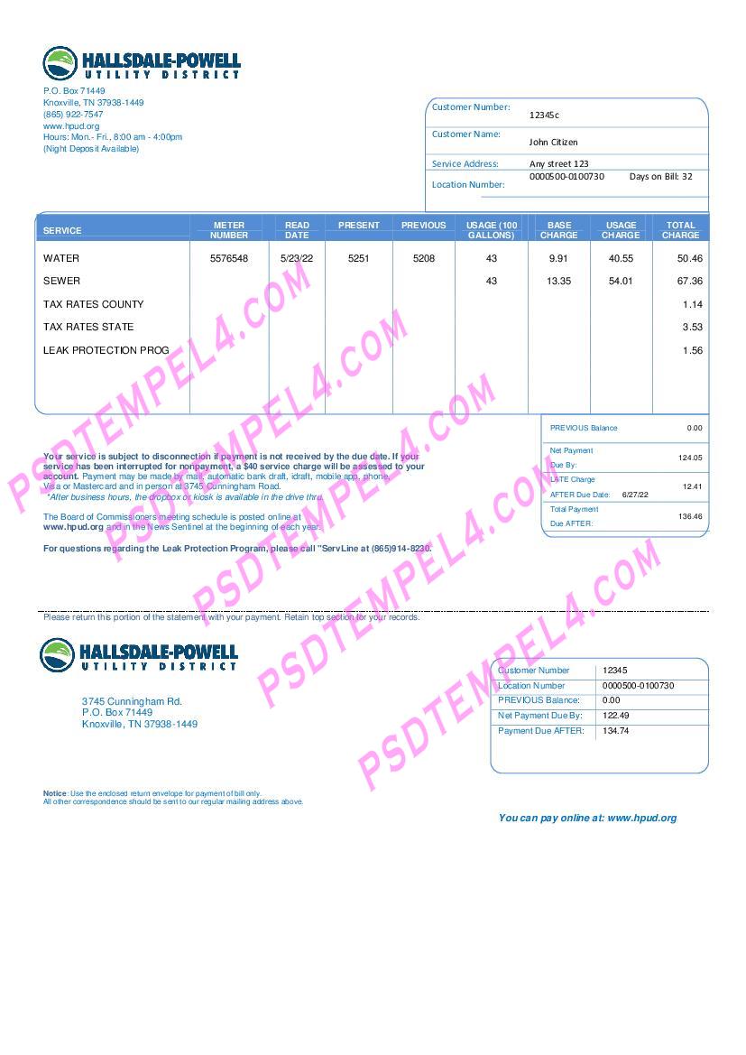 USA Hallsdale-Powell utility bill