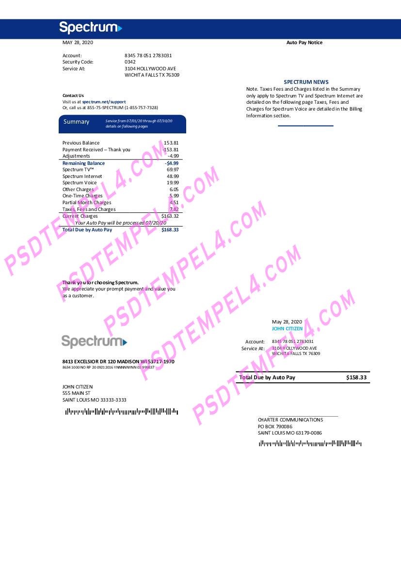 USA Spectrum utility bill