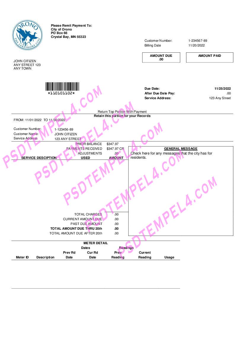 usa nevada orono the lakehore city utility bill