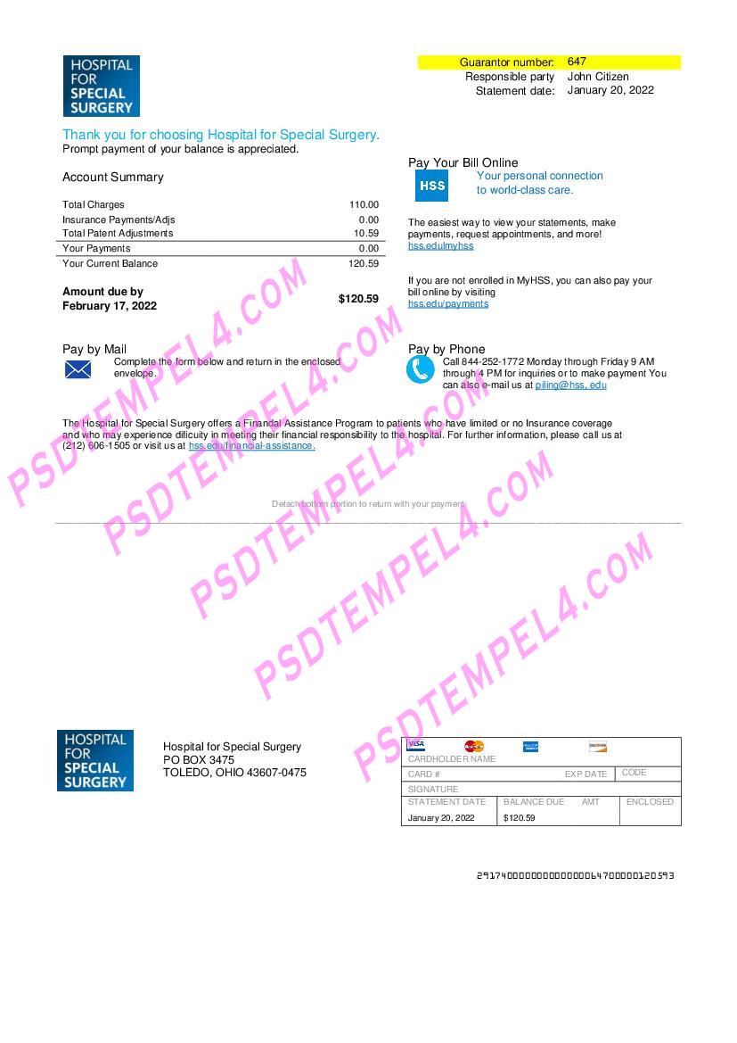 usa ohio hospital for special surgery utility bill