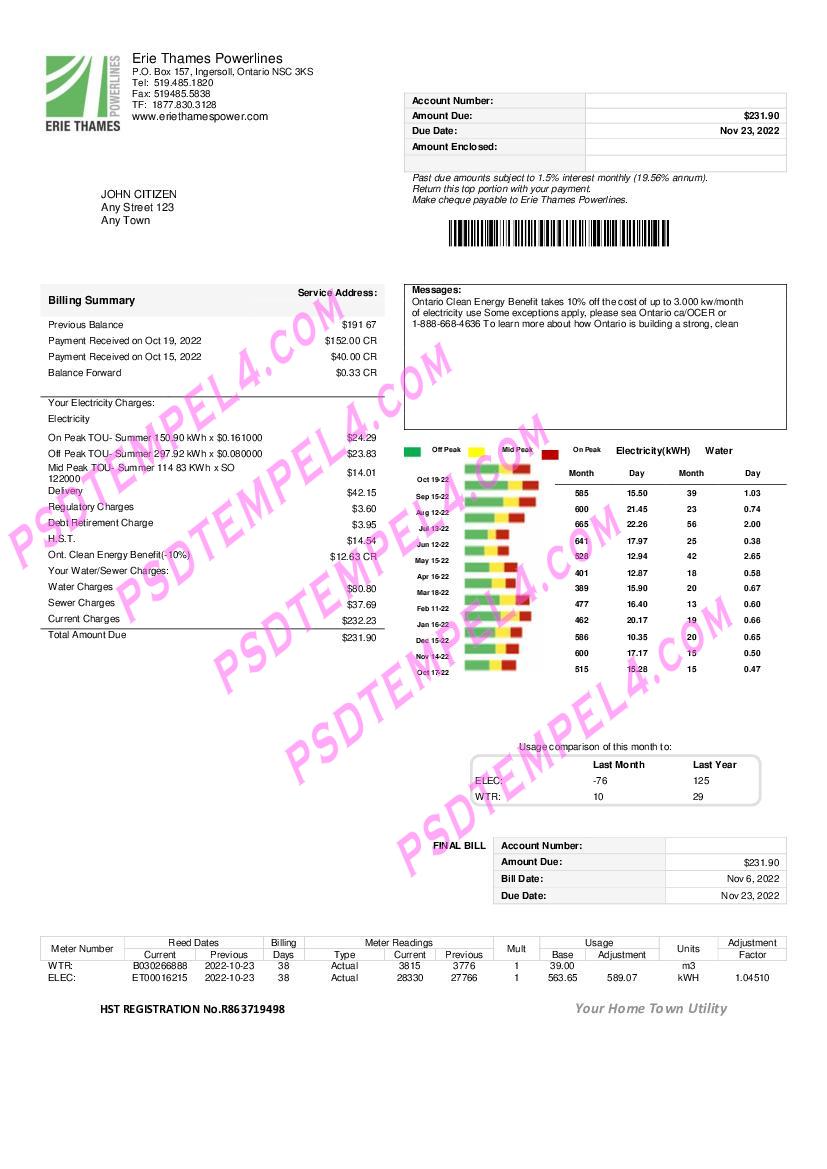 usa ontario erie thames utility bill