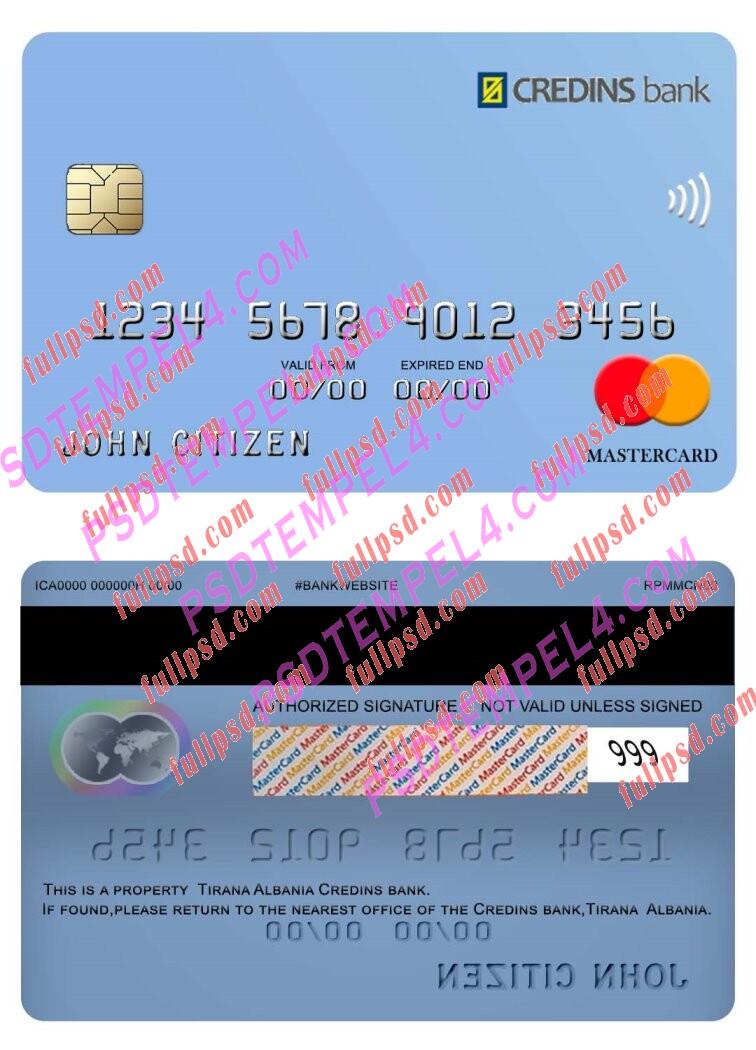 Albania Credins bank Mastercard PSD