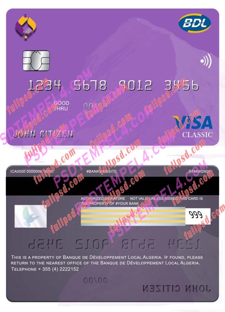 Algeria Banque de developpement visa card PSD