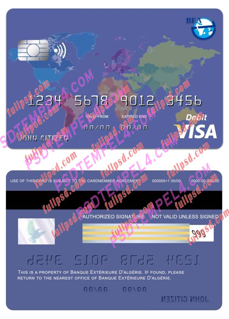 Algeria Exterieure bank visa card PSD