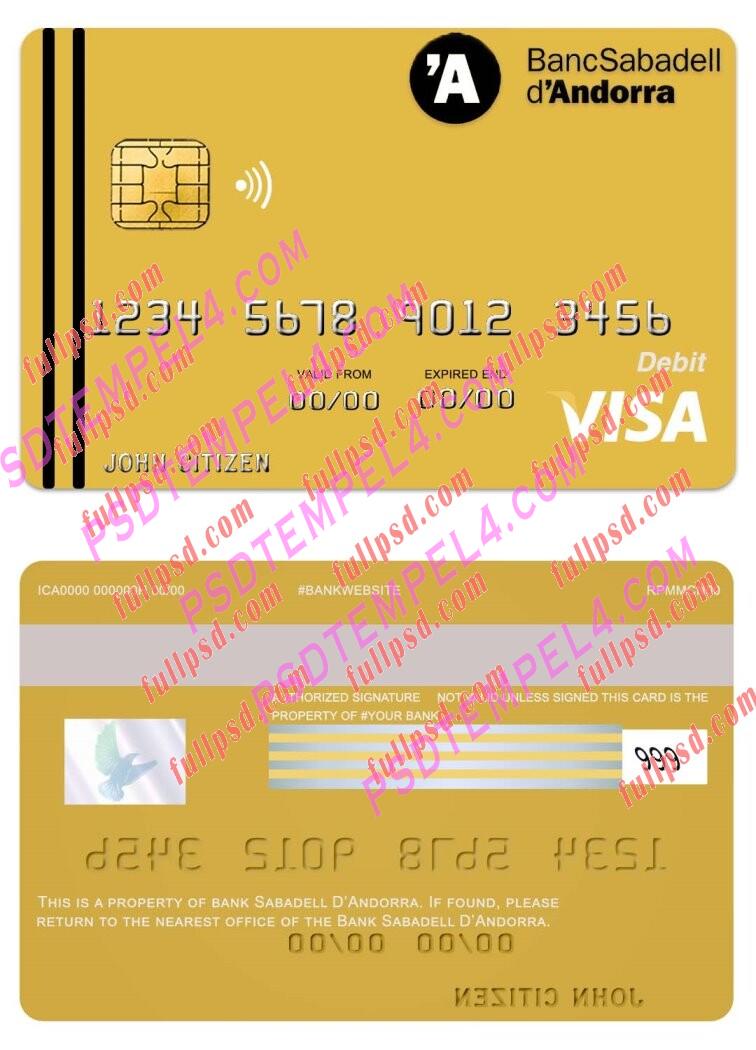 Andorra Sabadell bank visa card PSD