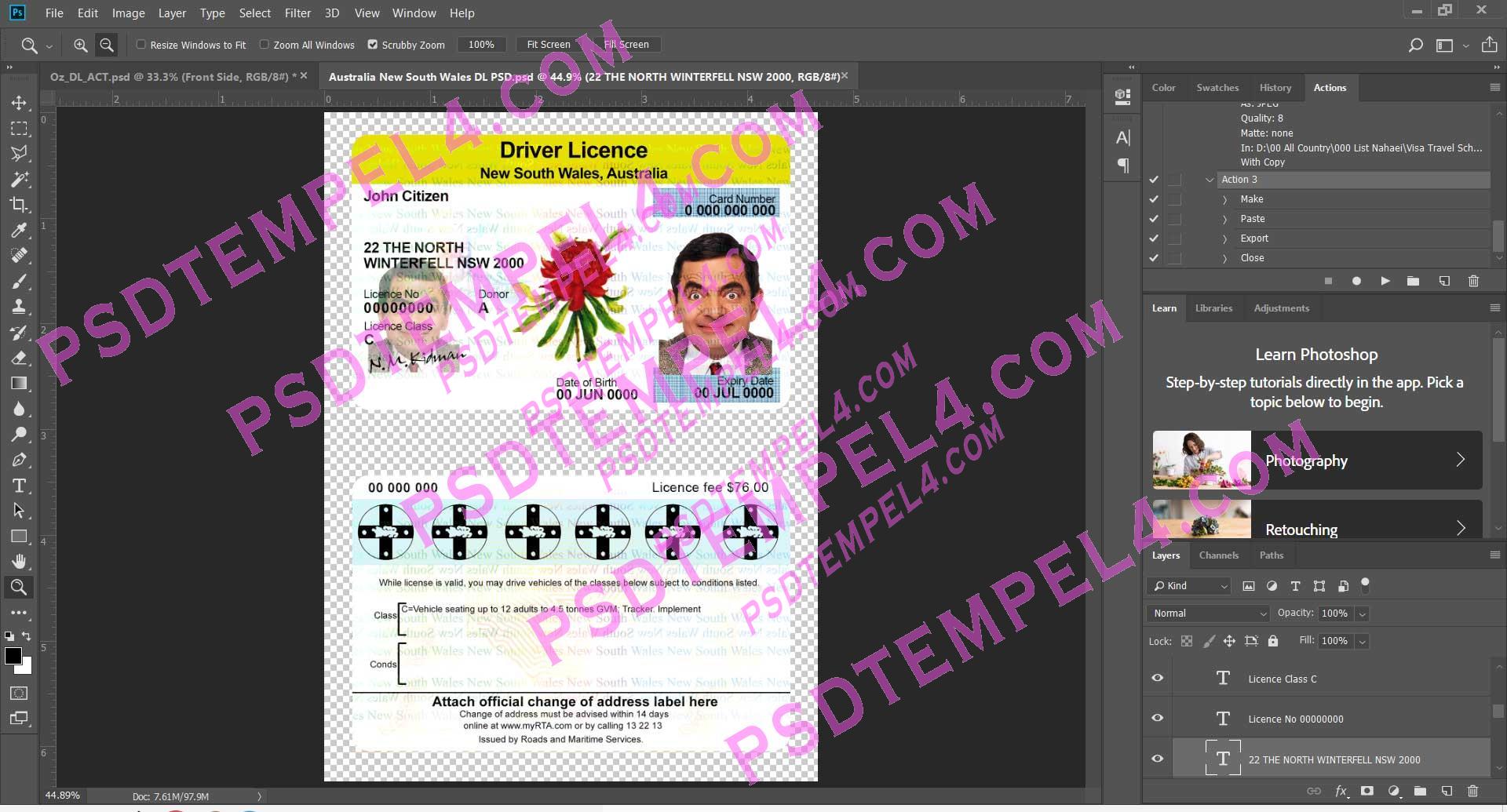 Australia NSW Driver License - 3 version