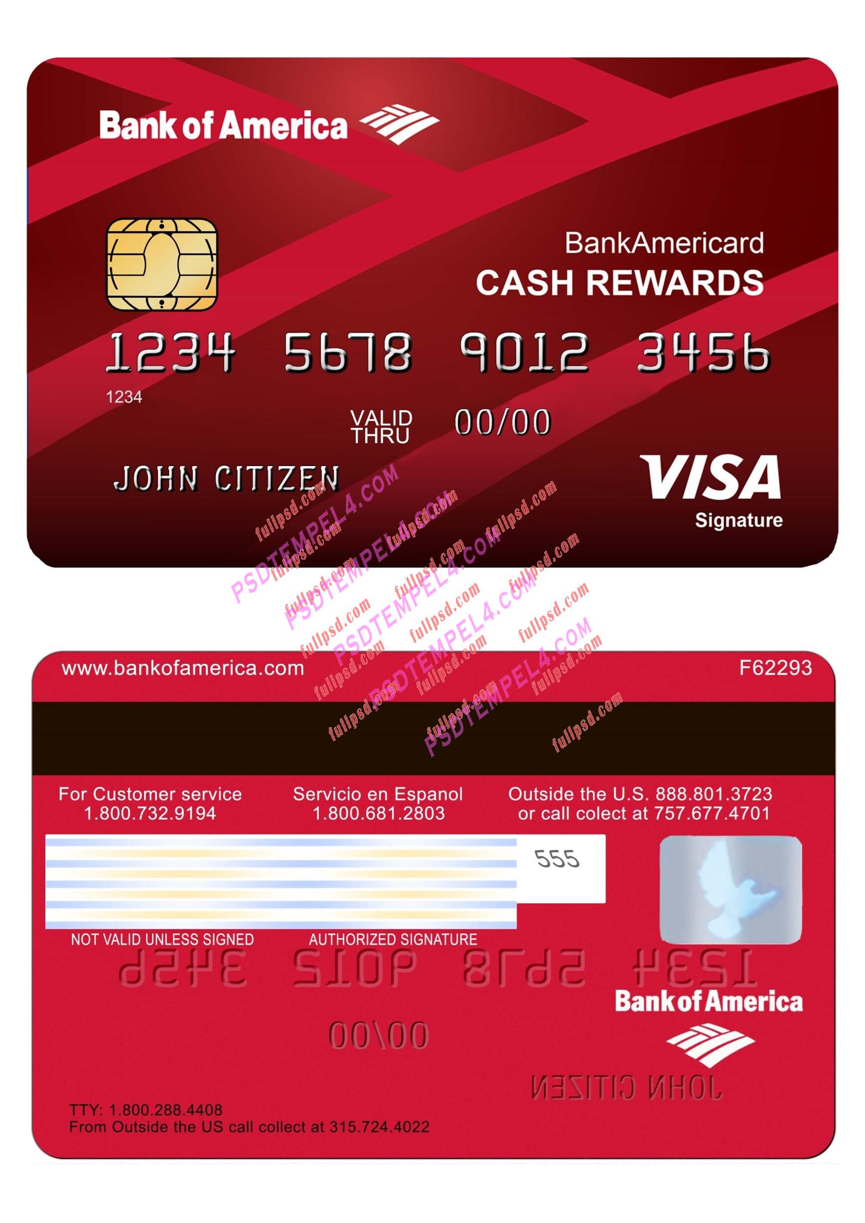 USA Bank of America Visa card PSD