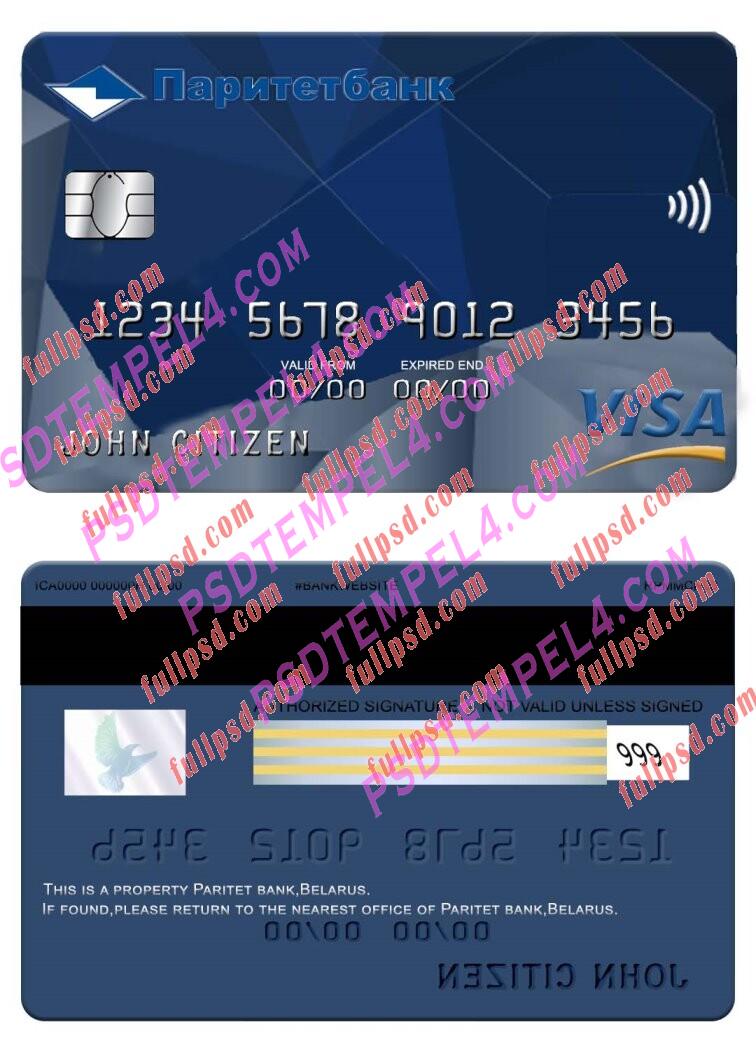 Belarus Paritet bank visa card PSD