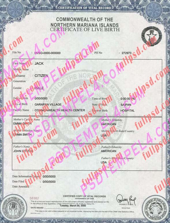 Northern Mariana Islands Birth certificate PSD