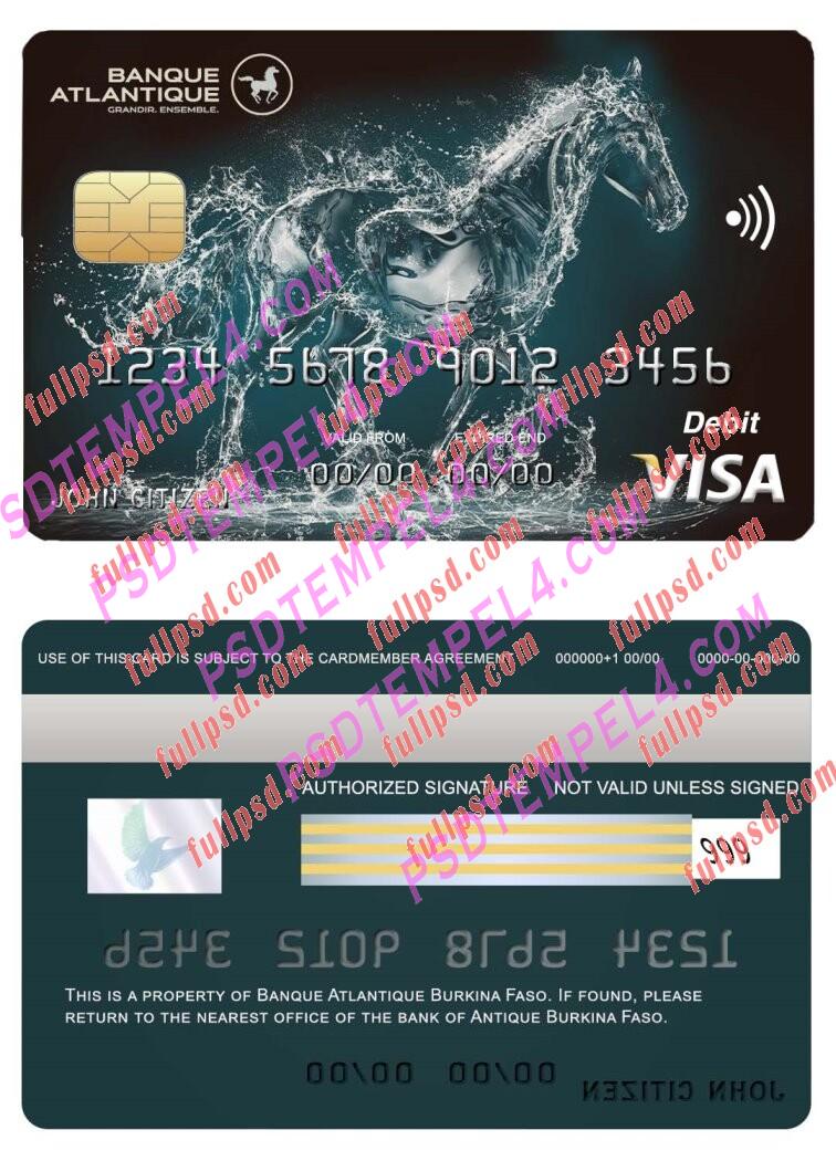 Burkina Faso Atlantique bank visa card PSD