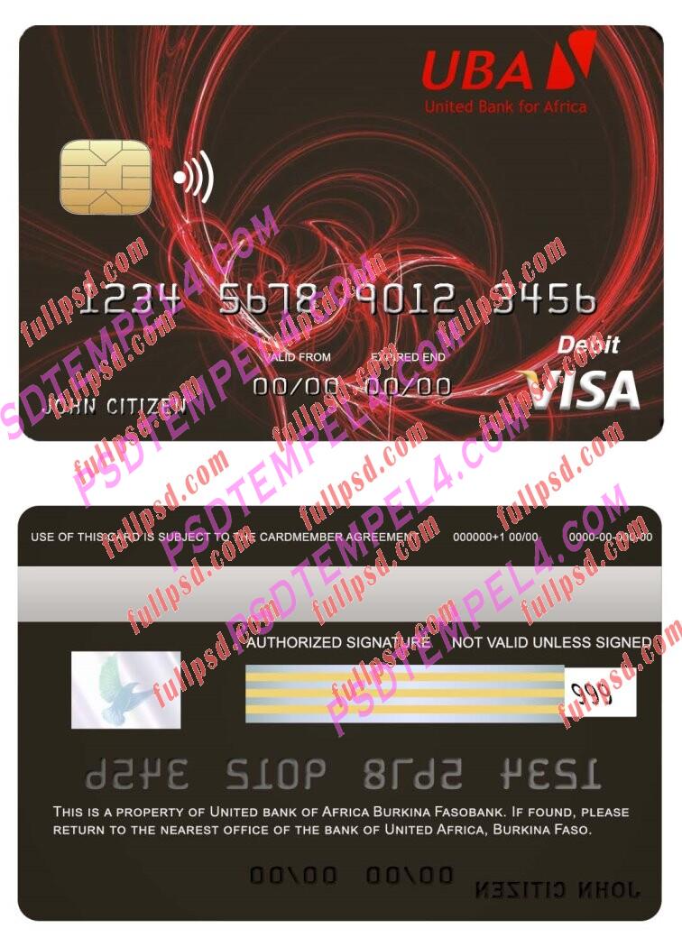 Burkina Faso United bank Africa visa card PSD