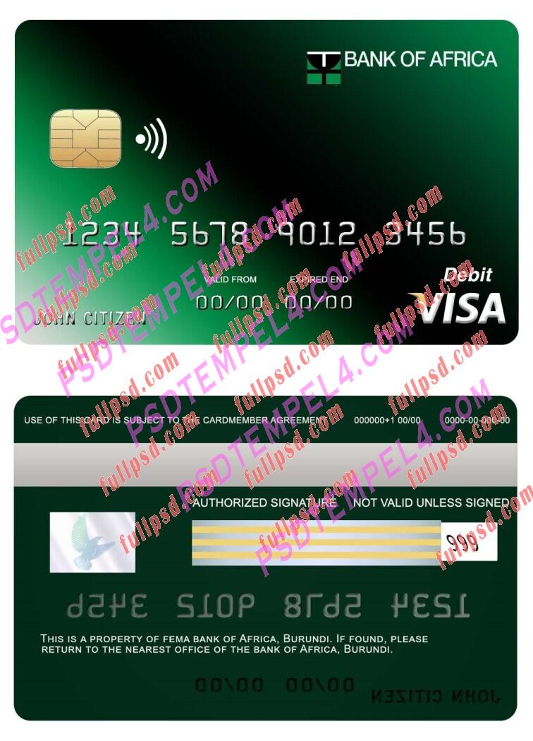 Burundi Africa bank visa card PSD