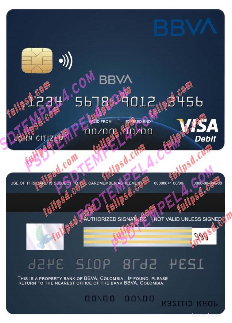 Colombia BBVA bank visa card PSD