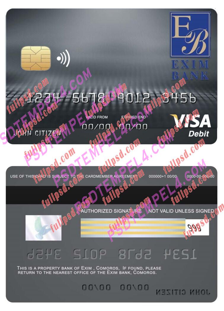 Comoros Exim bank visa card PSD