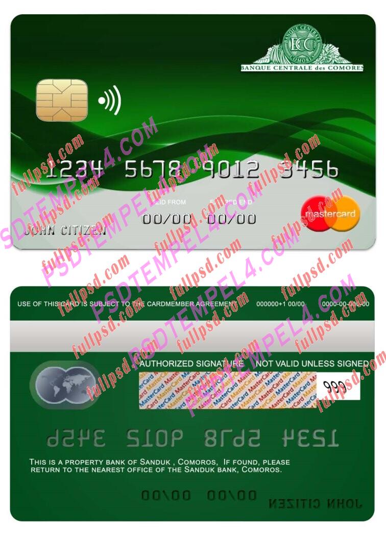 Comoros Sanduk bank Mastercard PSD