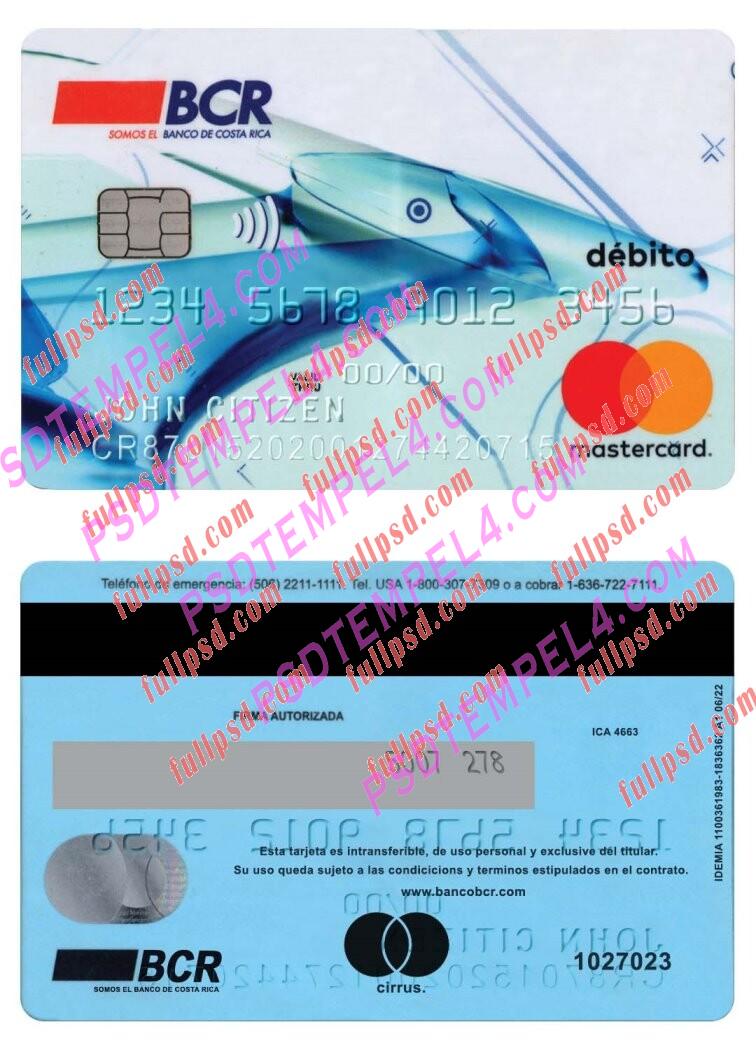 Costa Rica BCR bank Mastercard version 2 PSD