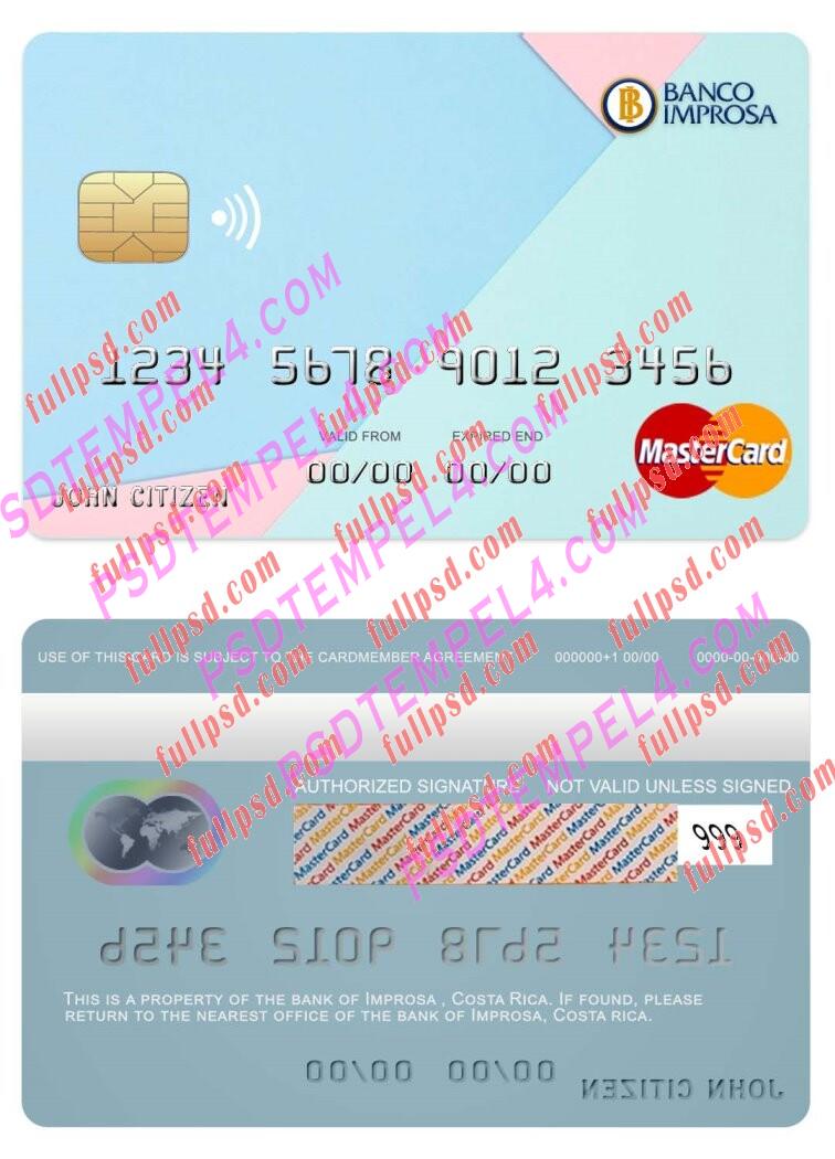 Costa Rica Improsa bank Mastercard PSD