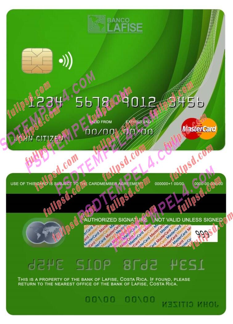 Costa Rica lafise bank Mastercard PSD