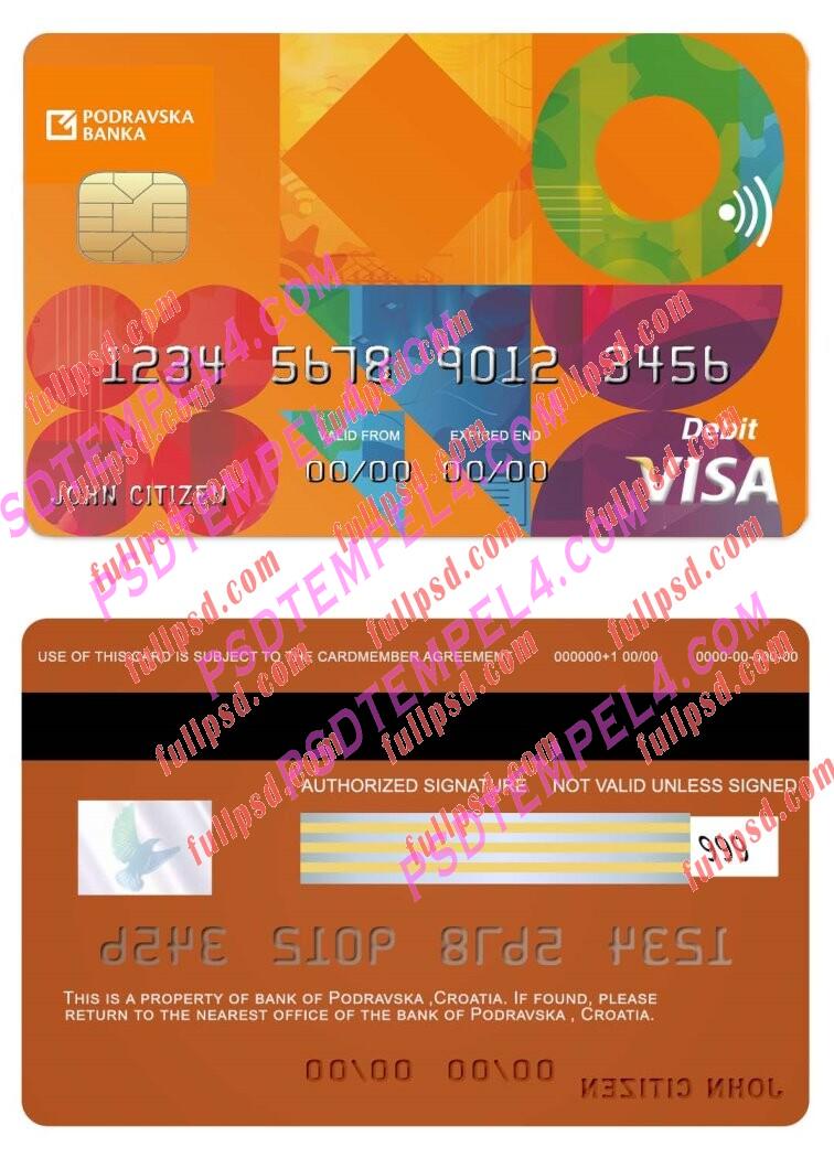Croatia Podravska bank visa card PSD