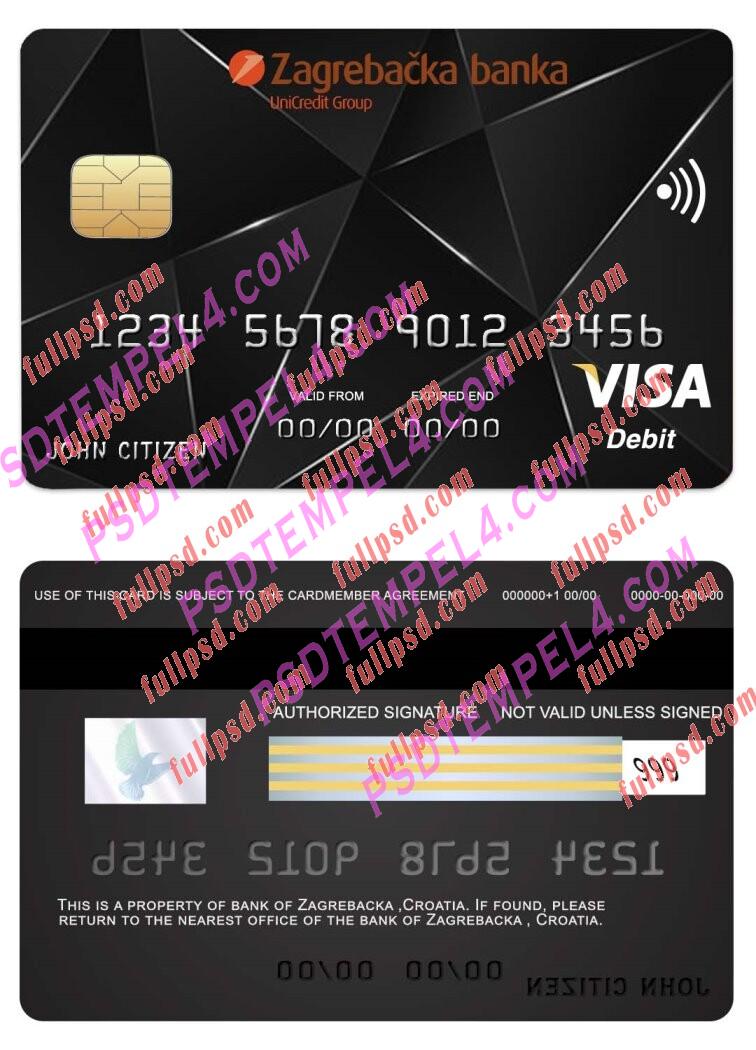 Croatia Zagrebacka bank visa card PSD