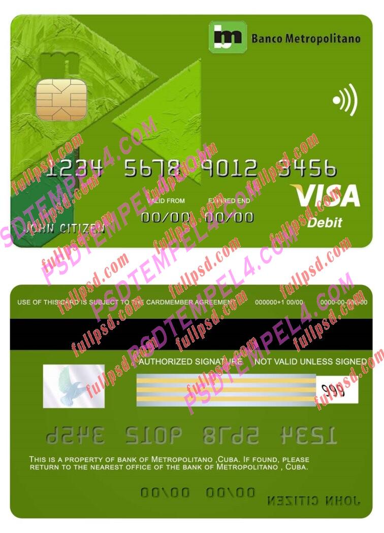 Cuba Metropolitano bank visa card PSD