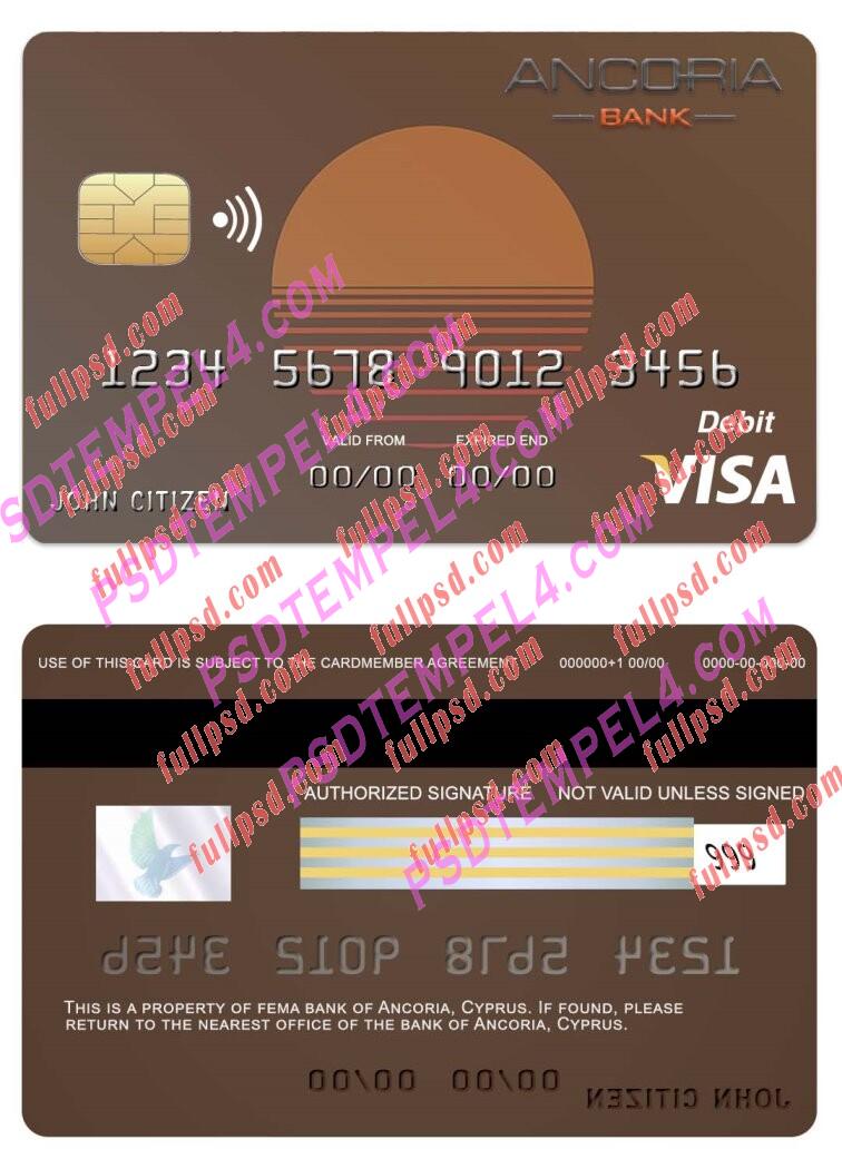 Cyprus Ancoria bank visa card PSD