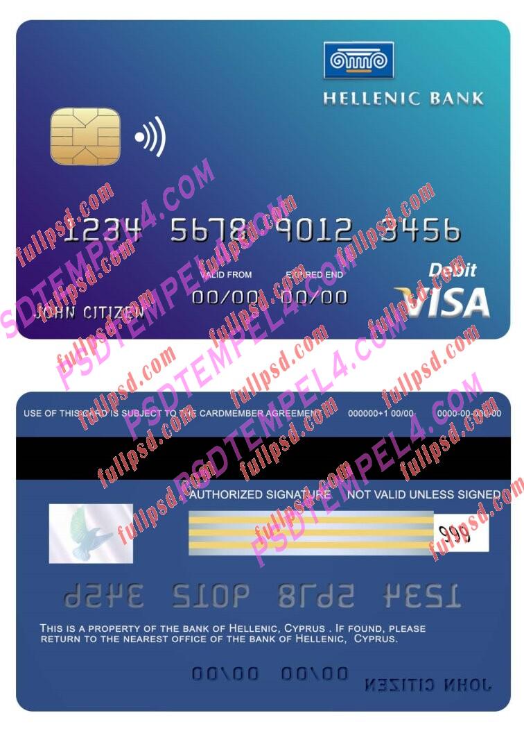 Cyprus Hellenic bank visa card PSD