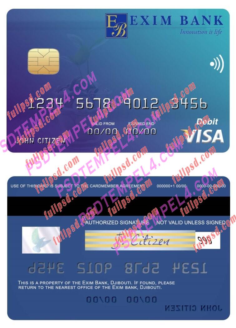 Djibouti Exim Bank visa debit card PSD