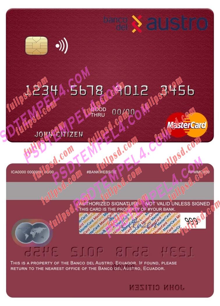 Ecuador Banco del Austro Mastercard PSD