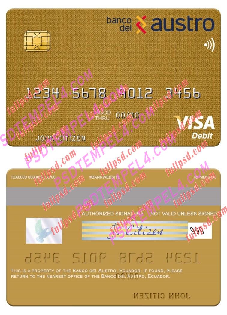 Ecuador Banco del Austro visa debit card PSD