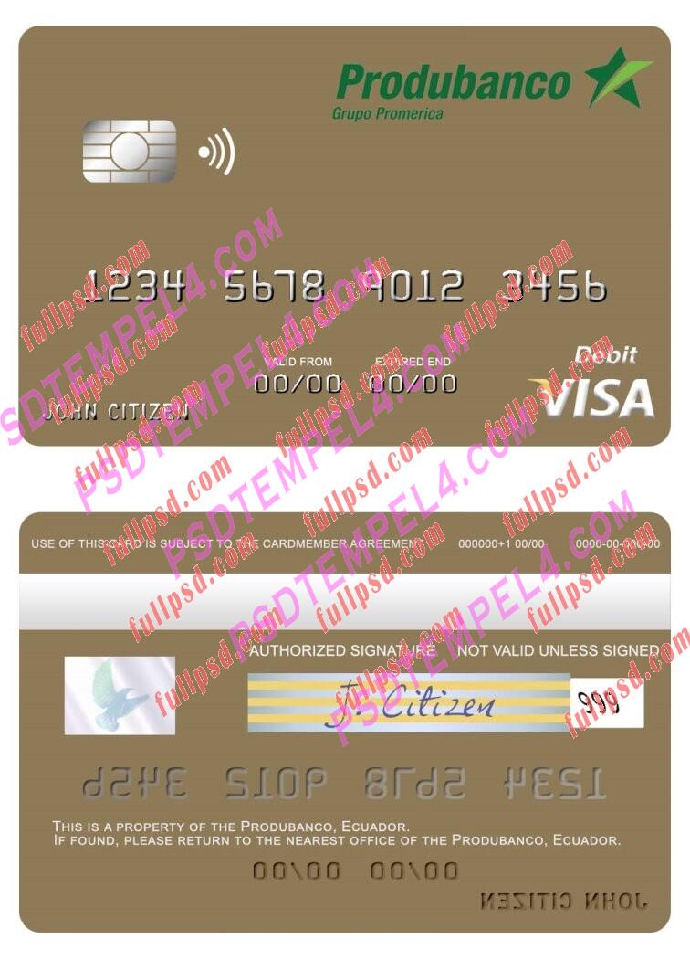 Ecuador Produbanco visa debit card PSD