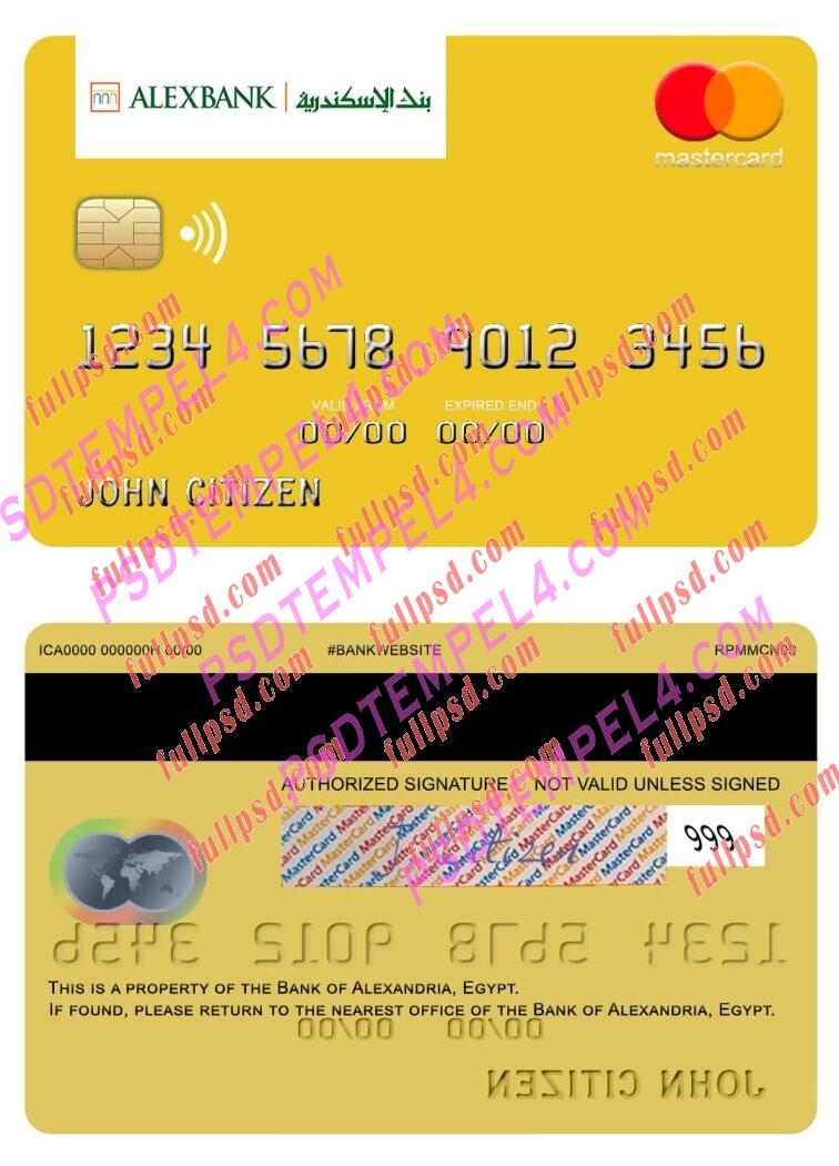 Egypt Bank of Alexandria Mastercard PSD