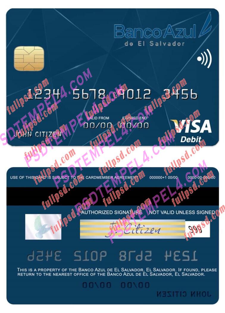 El Salvador Banco Azul de El Salvador visa debit card PSD