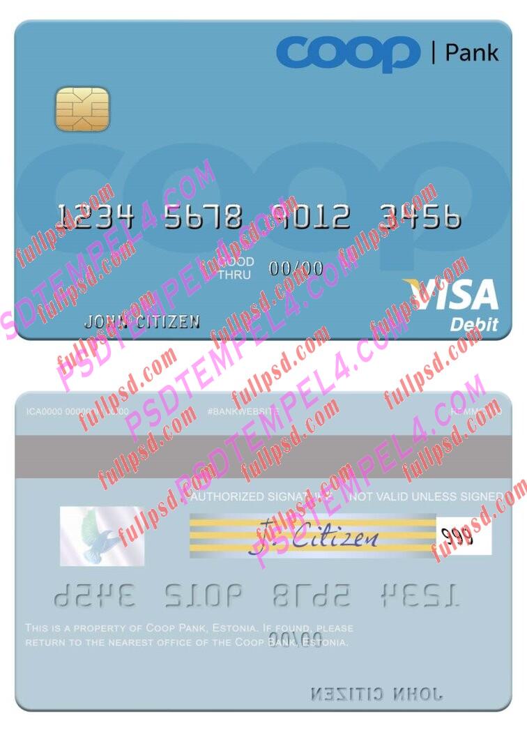 Estonia Coop Pank visa debit card PSD