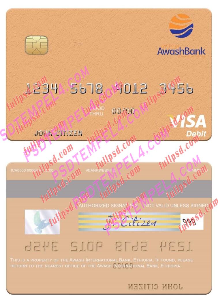 Ethiopia Awash International Bank visa debit card PSD