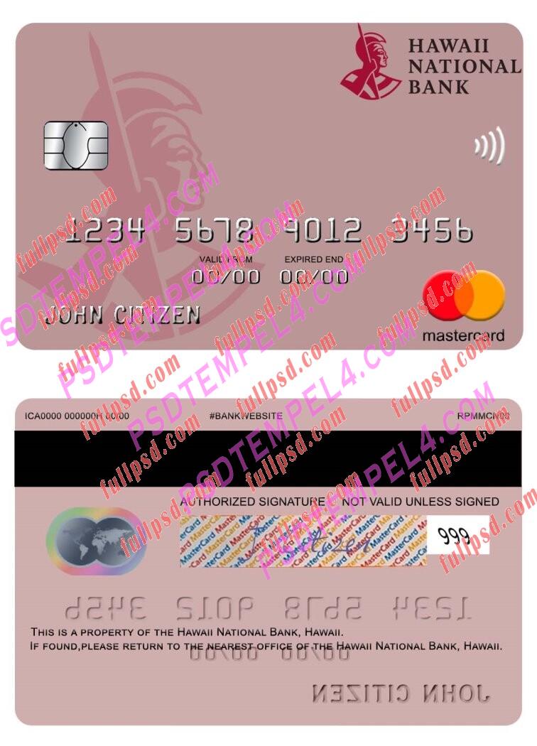 Hawaii Hawaii National Bank Mastercard PSD