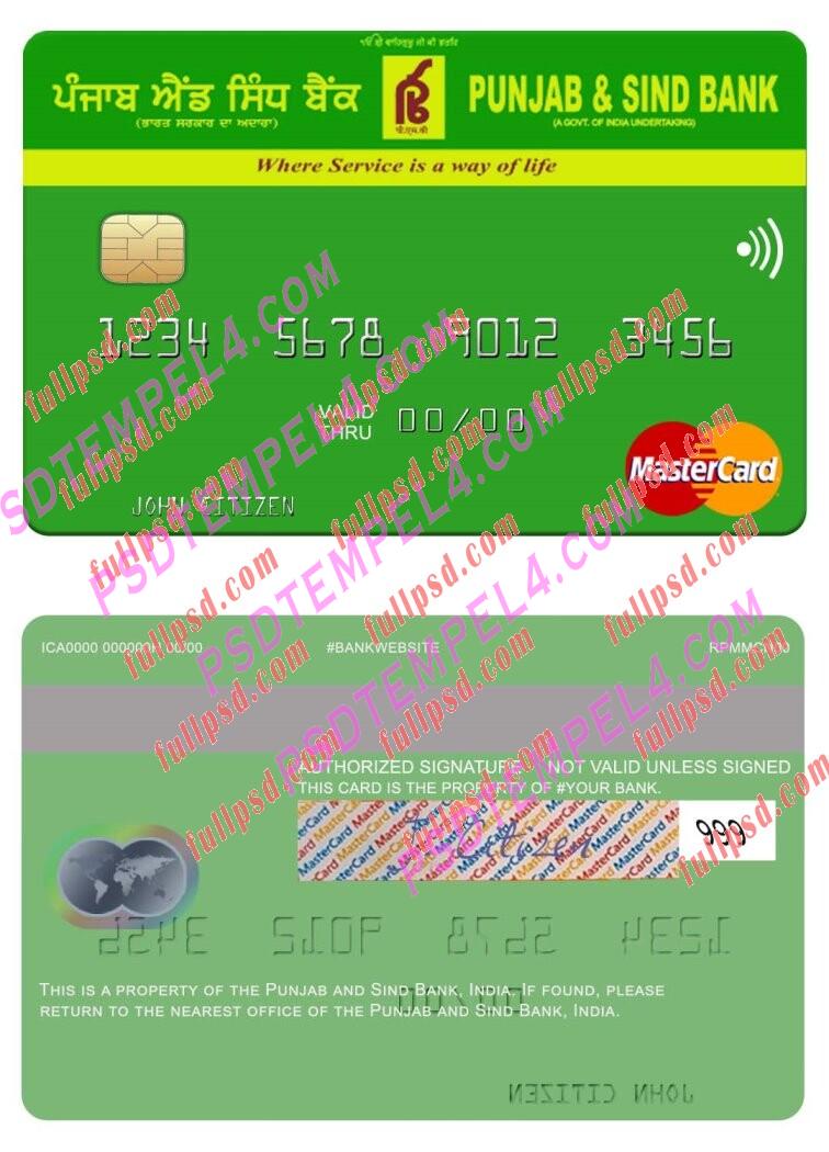 India Punjab and Sind Bank Mastercard PSD