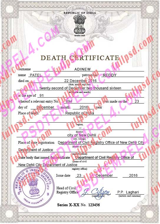 Indian death certificate V2 psd