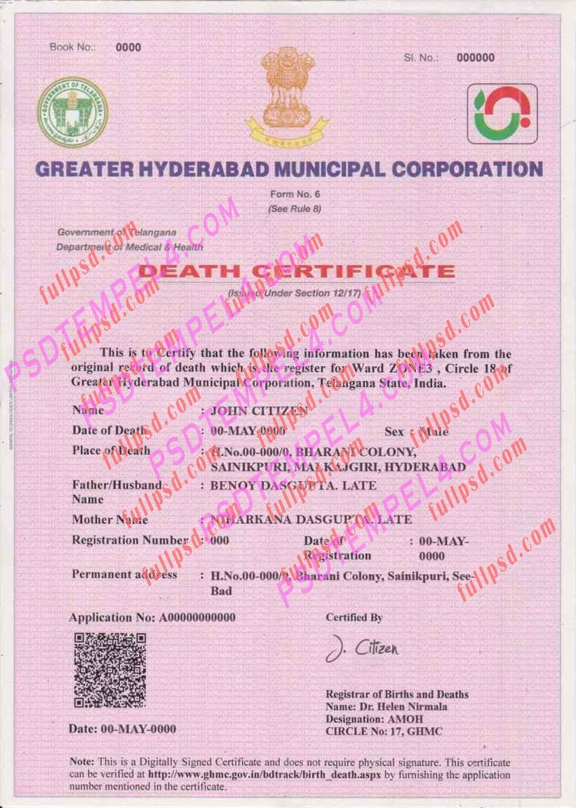 Indian death certificate V1 psd