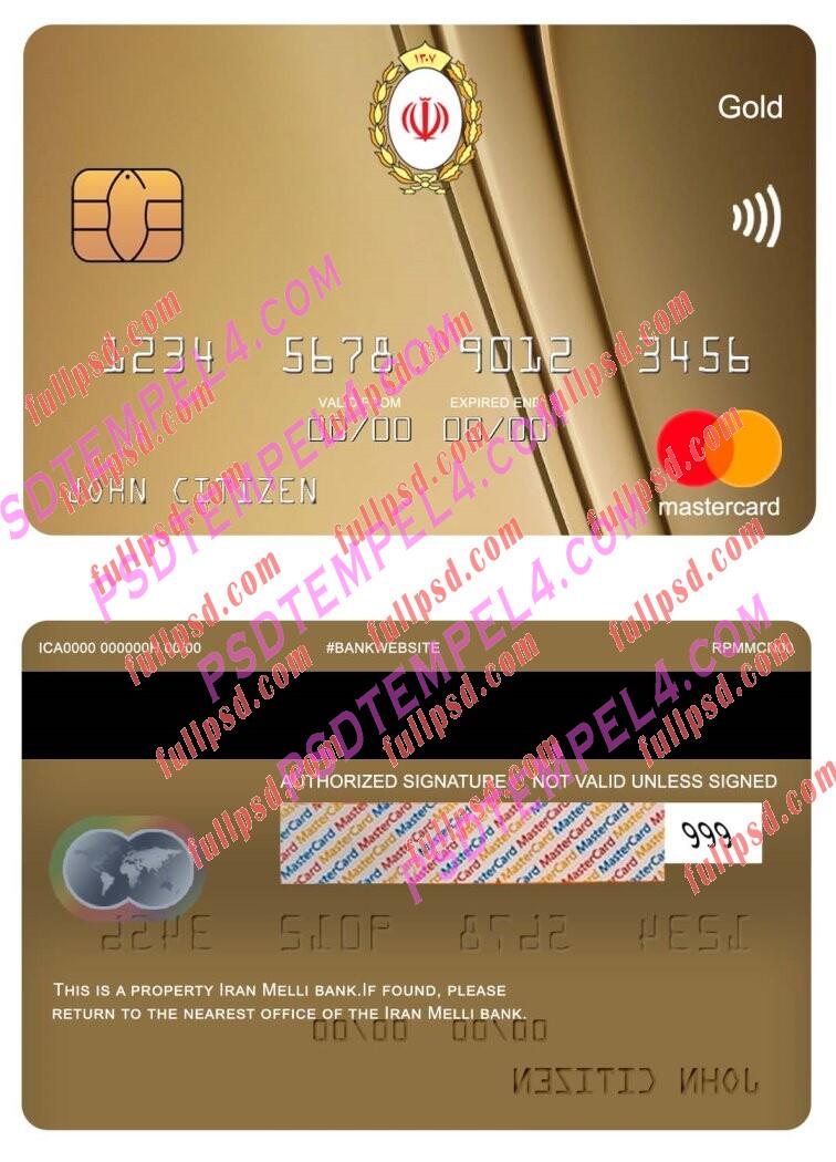 Iran Melli Bank Mastercard gold PSD