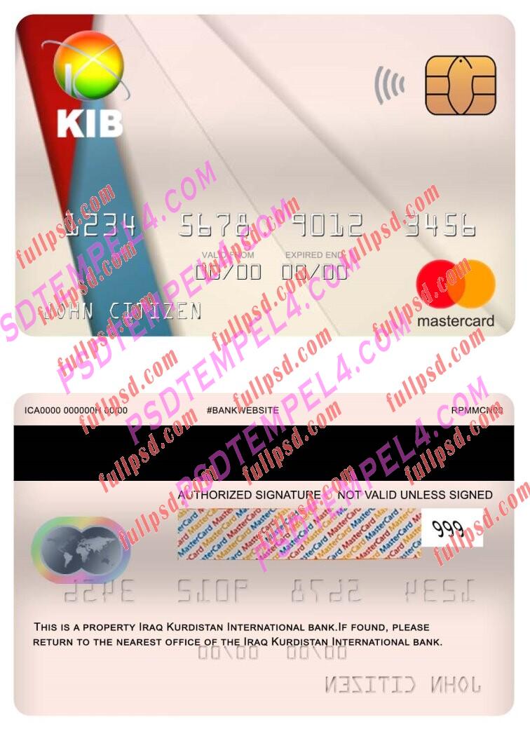 Iraq Kurdistan International Bank Mastercard PSD