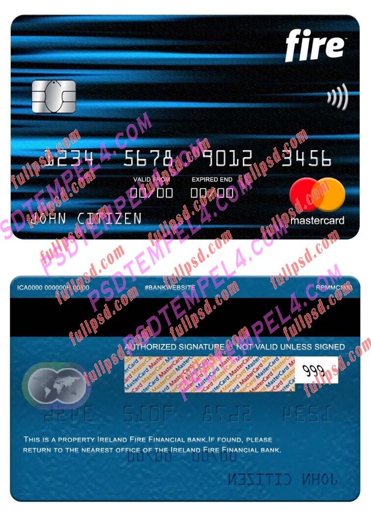 Ireland Fire Financial bank Mastercard PSD