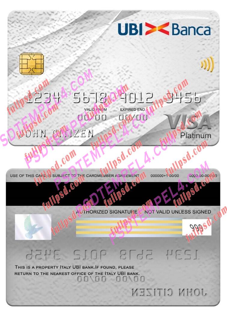 Italy UBI bank visa platinum card PSD