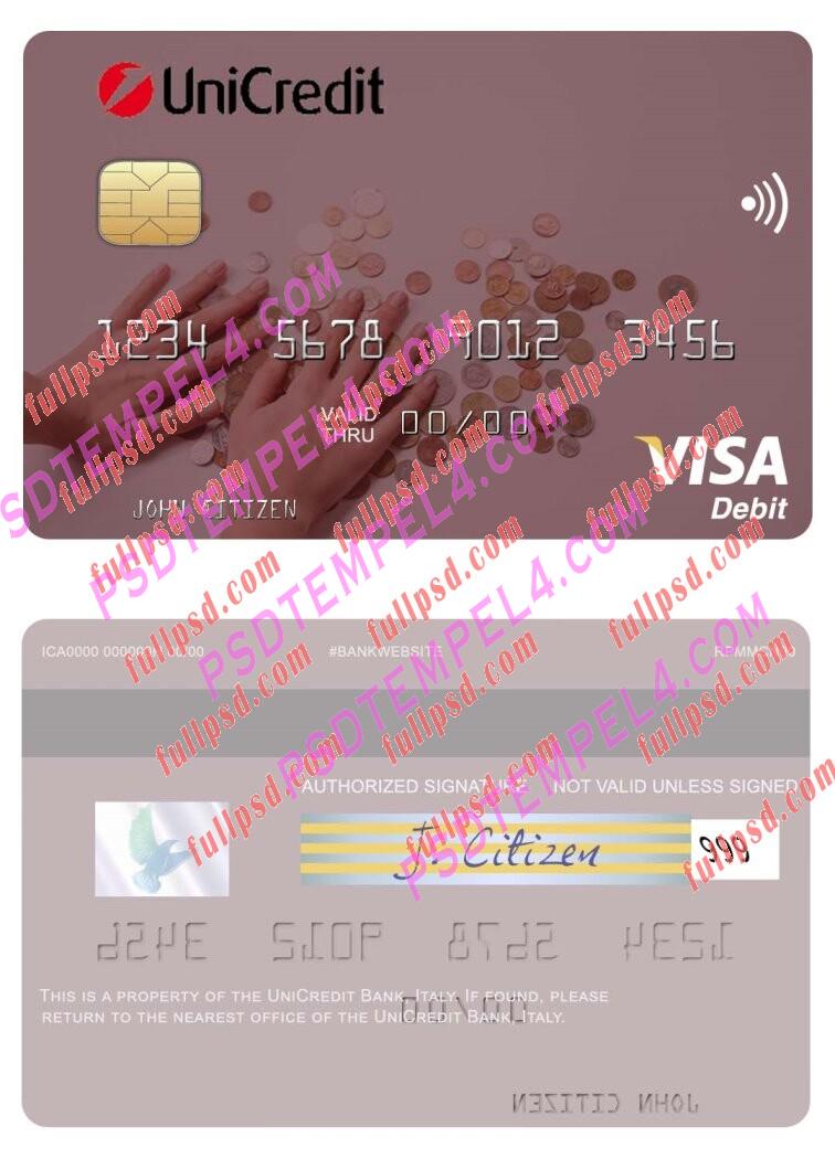 Italy UniCredit Bank visa debit card PSD